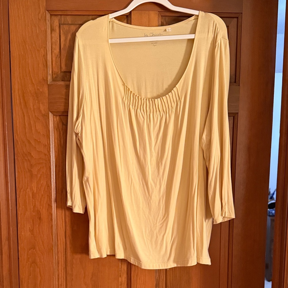 Chico's Sunny Yellow 3/4 Sleeve Tee NWOT